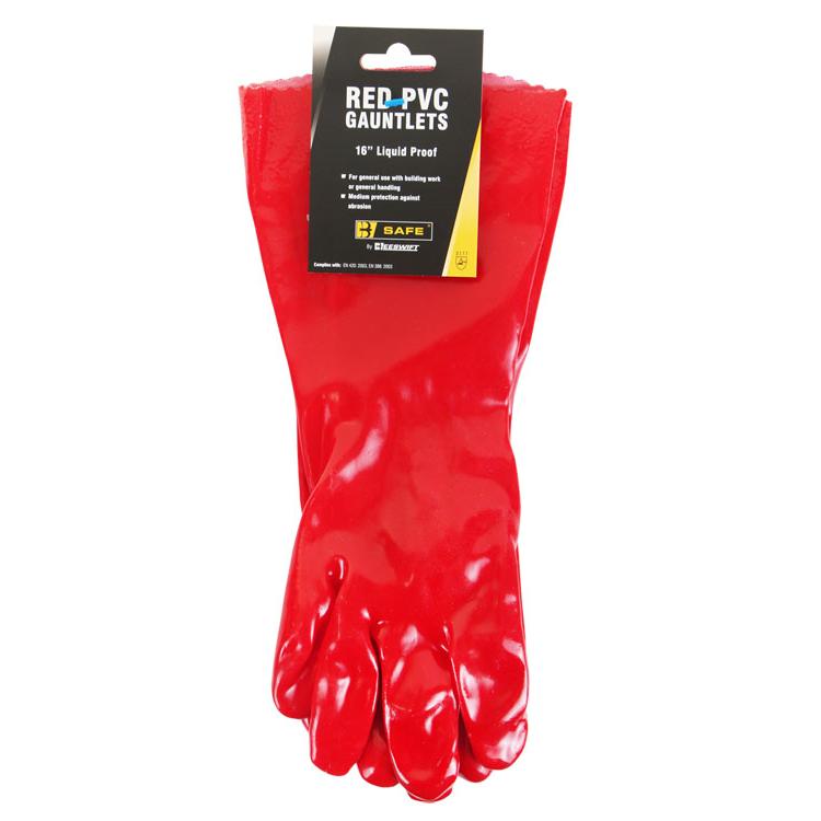 PVC GAUNTLET RED 16