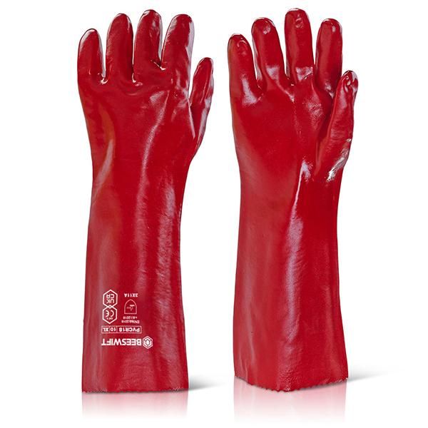 PVC GAUNTLET RED 18