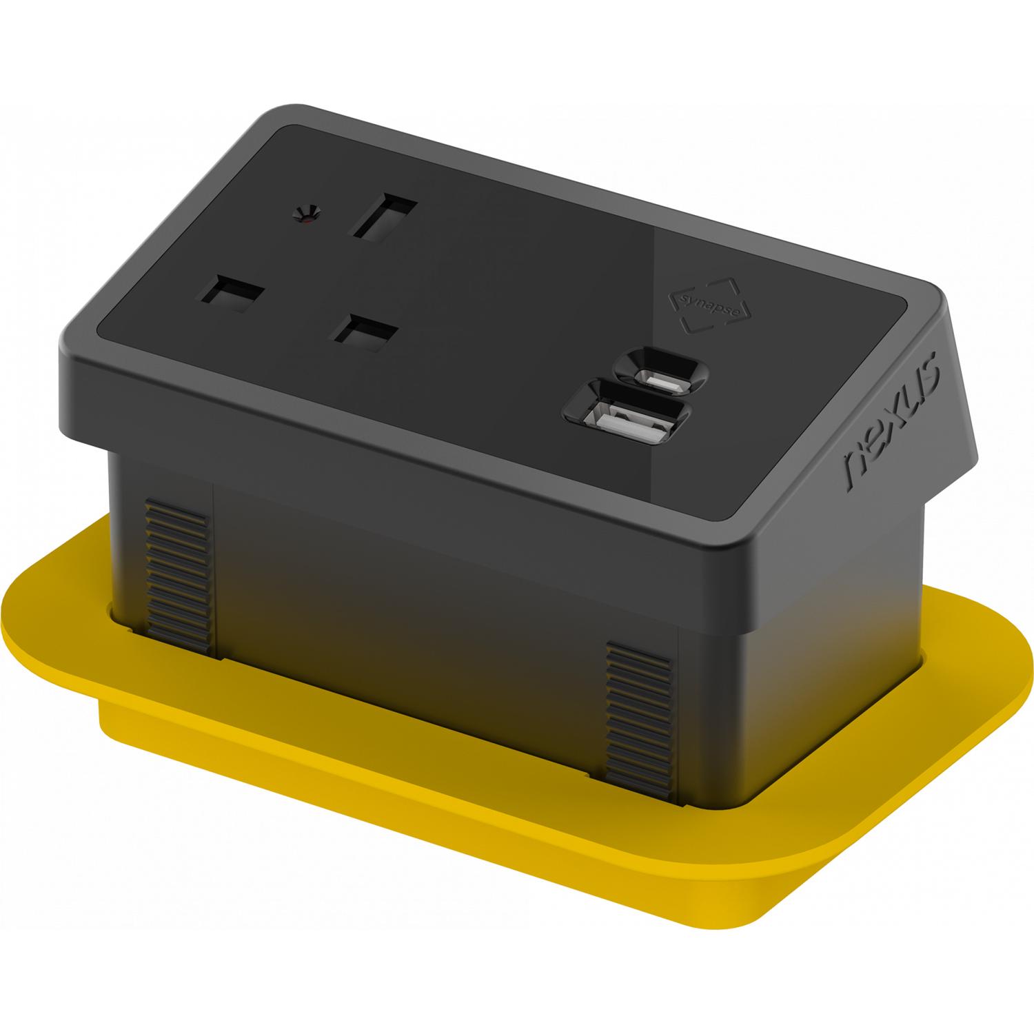 Rectangular In-Desk Power Module + 3 Metre Mains Cable Bundle 1 Outlet ...