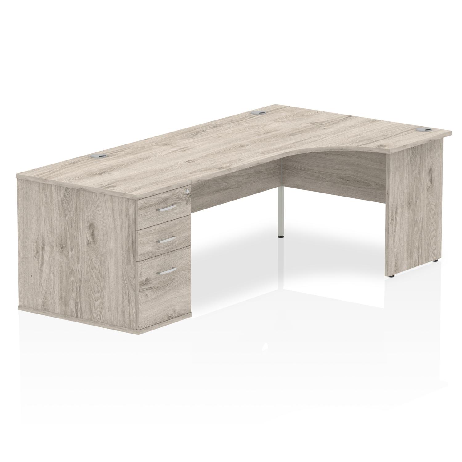 Impulse 1800mm Right Crescent Office Desk Grey Oak Top Panel End Leg ...