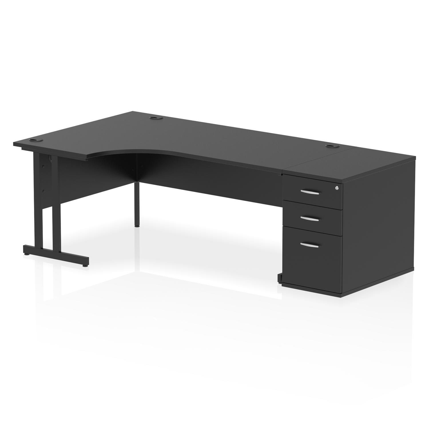 Impulse 1800mm Left Crescent Office Desk Black Top Black Cantilever Leg ...