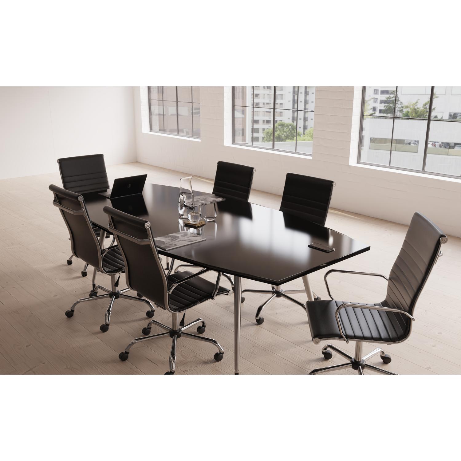 High Gloss 2400mm Writable Boardroom Table White Top Black Height ...